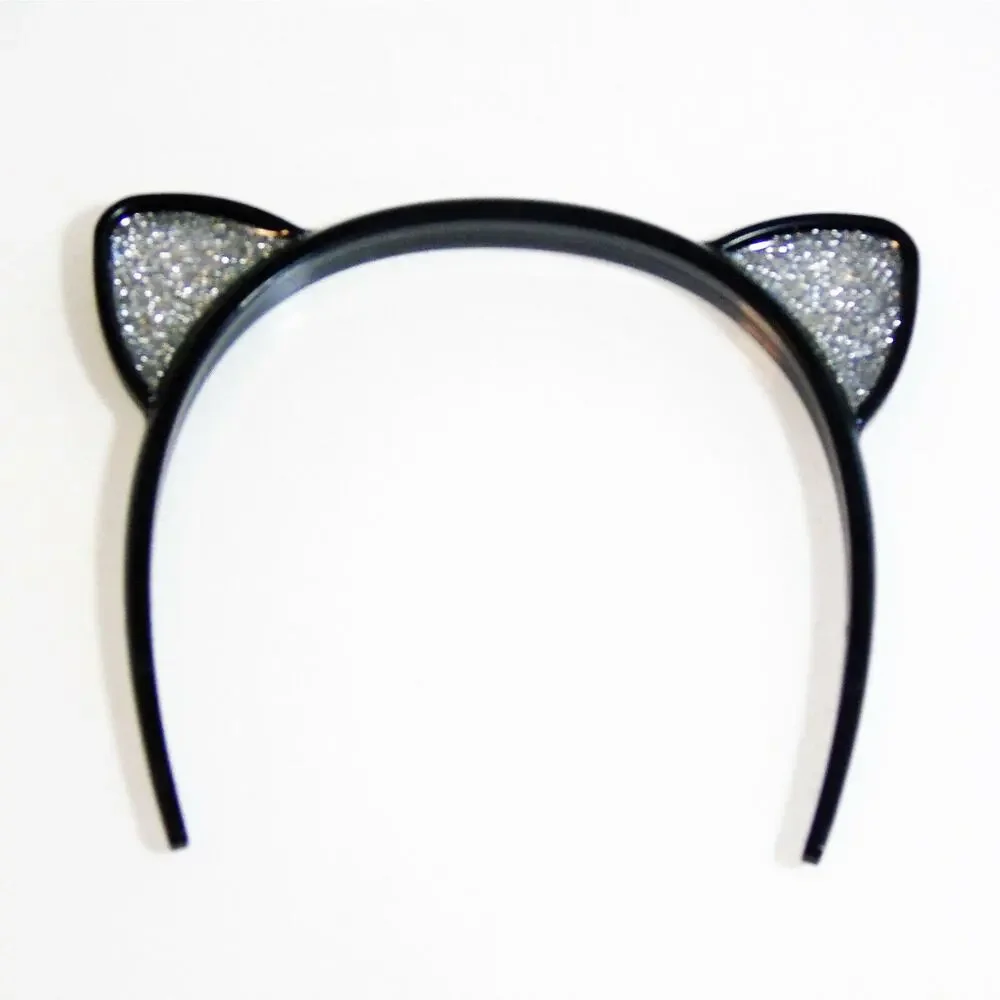 American Girl Cat Ears Headband Black Silver Glitter Halloween Doll Accessory